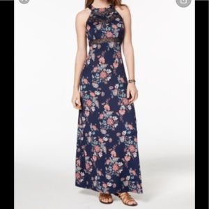 Emerald Sundae Floral halter style semi formal maxi small